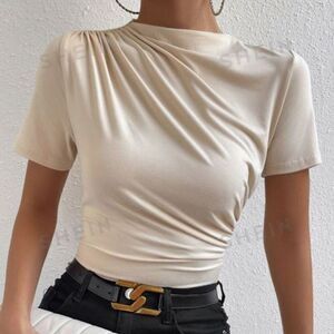 NWT, Shein • Frenchy Ruched Mock Neck Blouse